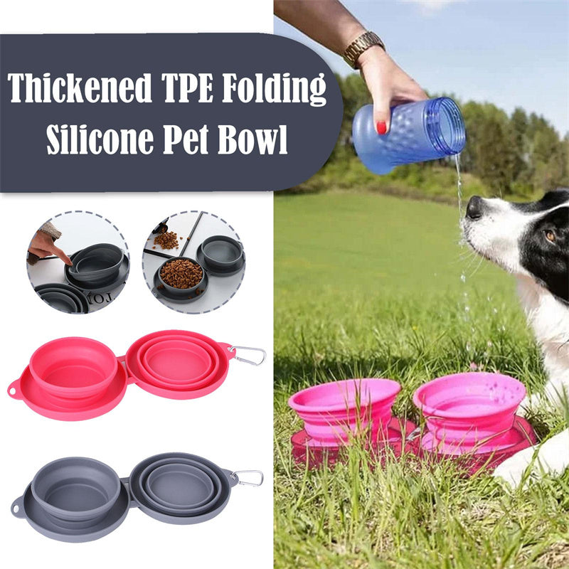 Pet Feeding Rubber Foldable Double Bowls Pets Supplies Dog ,Cat Feeding Bowl