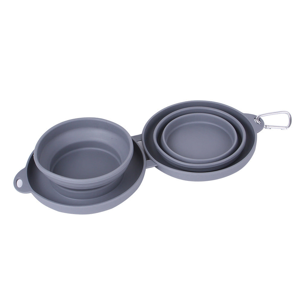 Pet Feeding Rubber Foldable Double Bowls Pets Supplies Dog ,Cat Feeding Bowl