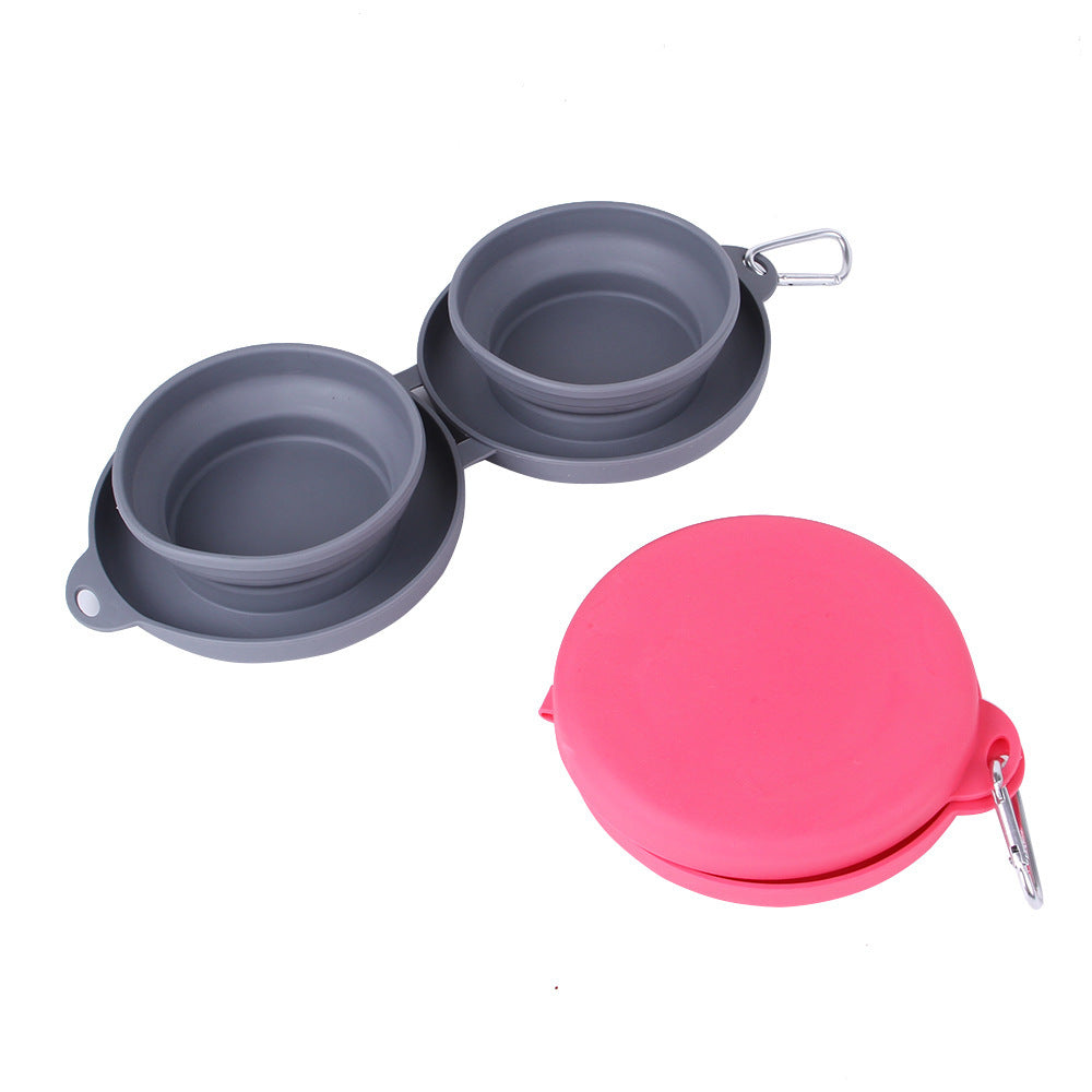 Pet Feeding Rubber Foldable Double Bowls Pets Supplies Dog ,Cat Feeding Bowl