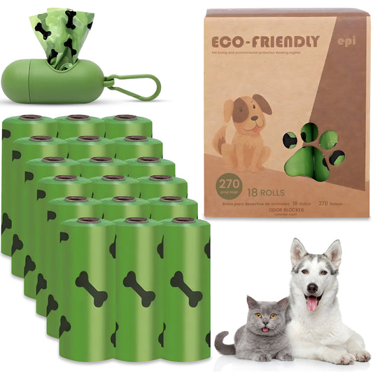 Dog Poop Bags, Pet West Bags with Extra Thick, Leak Proof Guarantee 270 Counts Refill Rolls With Dispenser