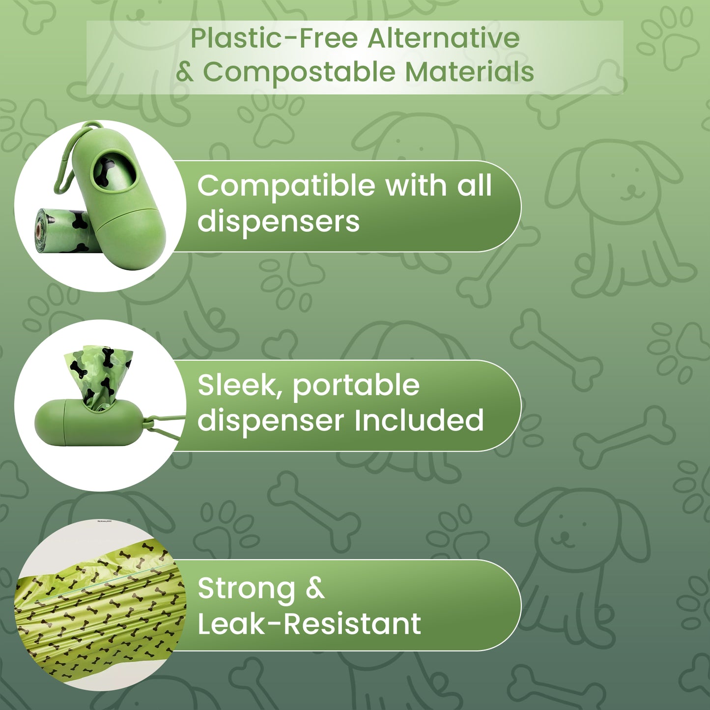 Dog Poop Bags, Pet West Bags with Extra Thick, Leak Proof Guarantee 270 Counts Refill Rolls With Dispenser