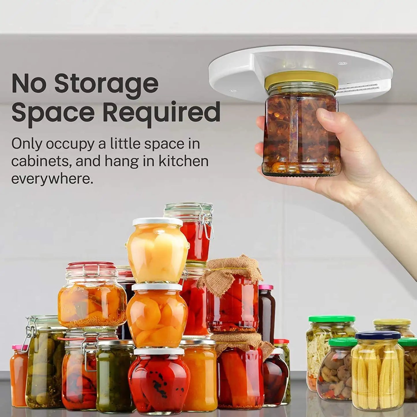 Kitchen Gadgets Tool Jar Bottle Opener Top Lid Remover Wet Grip Under the Cabinet Self-adhesive