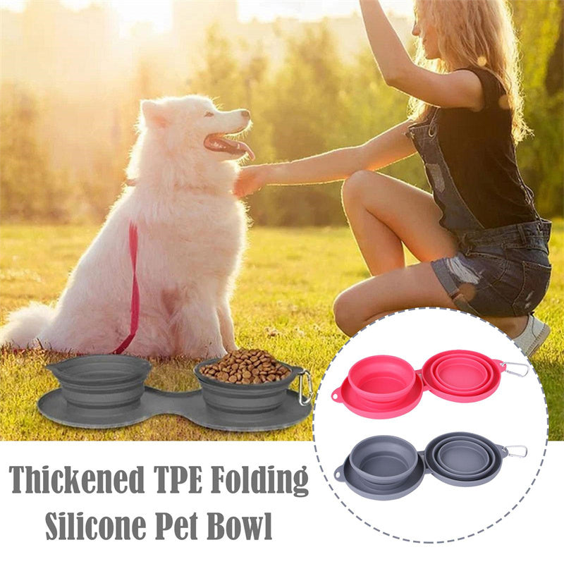 Pet Feeding Rubber Foldable Double Bowls Pets Supplies Dog ,Cat Feeding Bowl