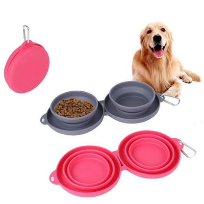 Pet Feeding Rubber Foldable Double Bowls Pets Supplies Dog ,Cat Feeding Bowl