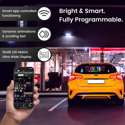 Cars LED Sign, Led Matrix Flaxible Pannels,Blutooth App Control,Custom Tax Patten Animated Light for Shop,Cars,Trucks,Hotels 5V16X96,59cmX12cm